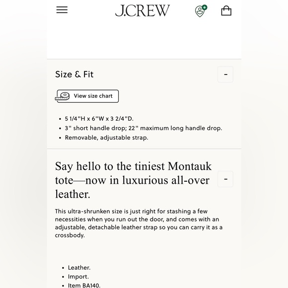 J. Crew Mini Montauk Crossbody Tote in Tan leather NWT - Picture 4 of 12